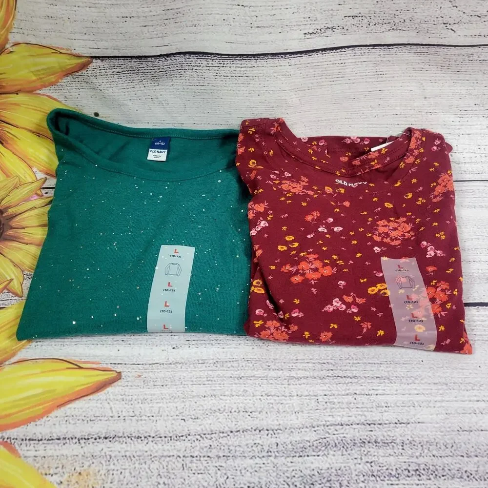 Old Navy‎ Bundle 2 Girls Long Sleeve Tops Size 10-12 New with Tags